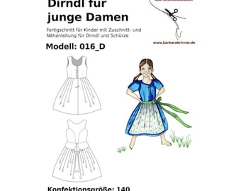 016_D paper sewing pattern for a childrens' dirndldress