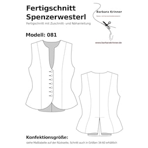 Dirndl Mieder Weste Papier Schnittmuster 081