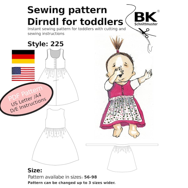 PDF Pattern Dirndl for Toddler - Size 98