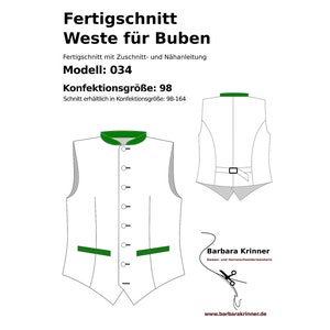 Modello di cucito in carta per gilet da bambino