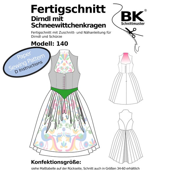 Papier Schnittmuster Dirndl 140