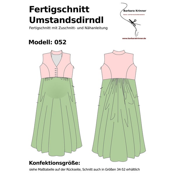 Papier Schnittmuster Umstands Dirndl 052