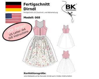PDF sewing pattern - size 34 - Dirndl 068