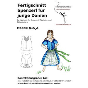 Modello di cucito in carta per corpetto dirndl per ragazze
