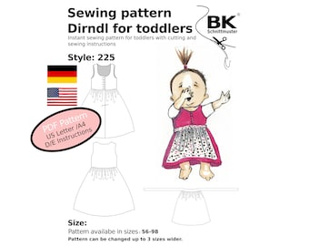 Modello PDF Dirndl per bambini - Taglia 74