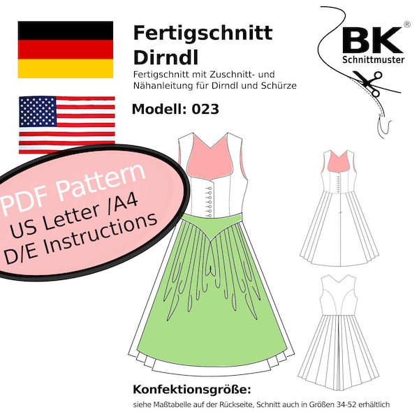 PDF sewing pattern - size 40 - Dirndl