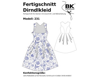 Papier Schnittmuster Dirndl Kleid