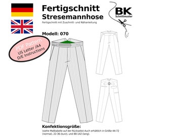 Vintage Men's Trouser Sewing Pattern: Stresemann Style, Size 44 (PDF Pattern)