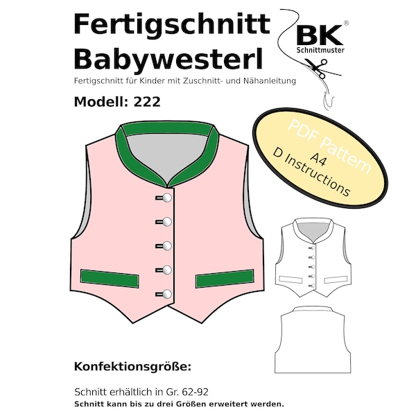 PDF Pattern Vest Toddler - Size 92