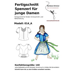 Modello di cucito in carta per corpetto dirndl per ragazze