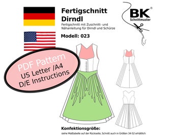 Patrón de costura en PDF - talla 46 - Dirndl