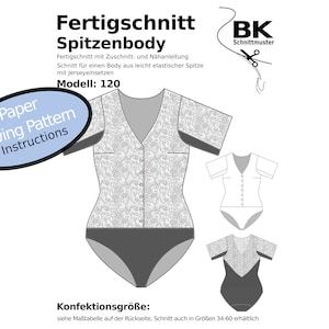 Papier Schnittmuster Dirndl Bluse Body Anzug