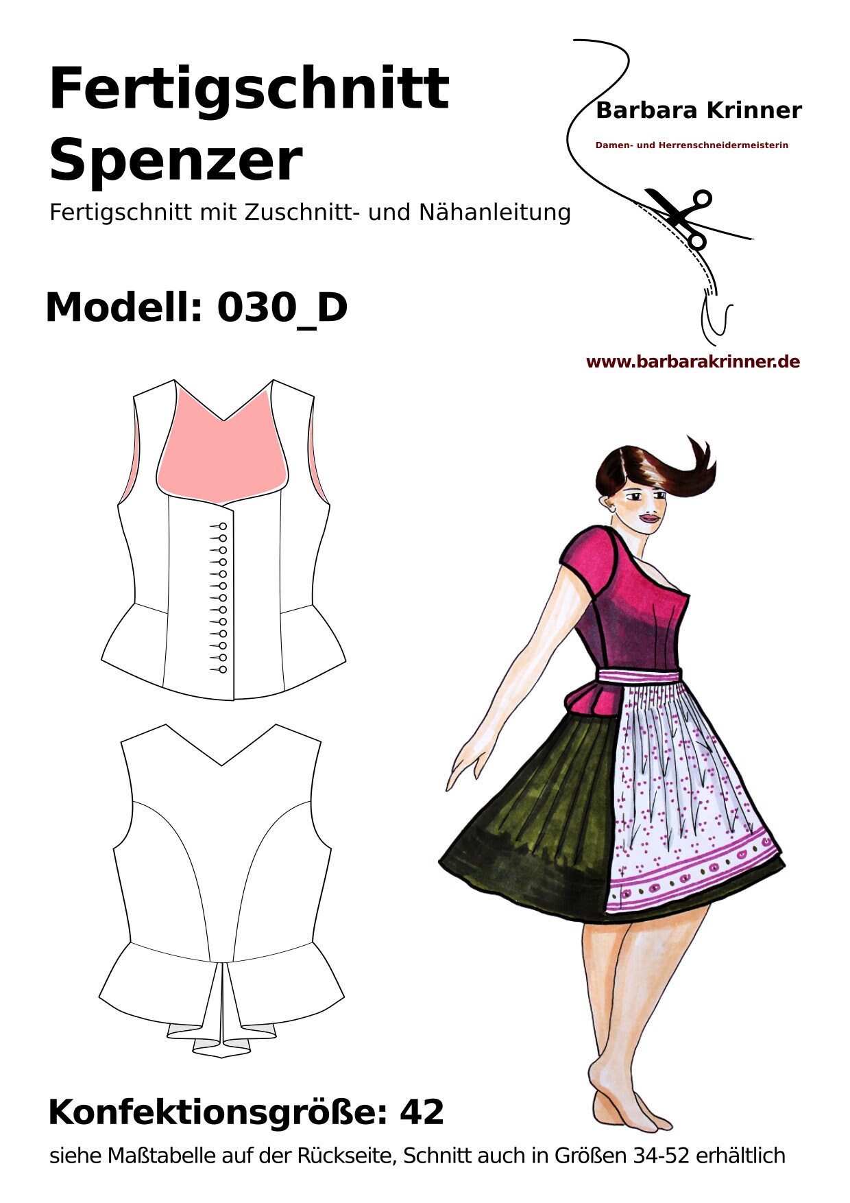 030_D paper sewing pattern for a traditional bavarian dirndl Etsy