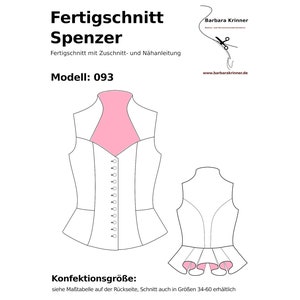 Paper sewing pattern Dirndl bodice with peplum