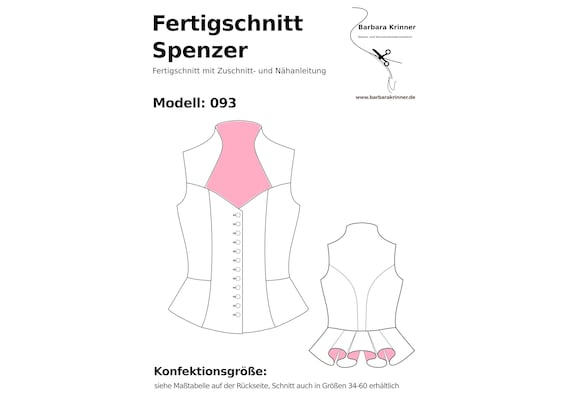 Paper sewing pattern Dirndl bodice with peplum