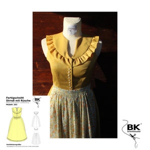 Papier pour patrons de couture Dirndl | Modèle 263 avec encolure à volants et tablier | Robe d'Oktoberfest | Prêt-à-couper | Taille 34-60