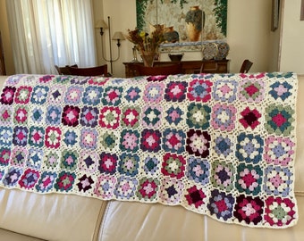 Crochet blanket. Crochet blanket. Wool blanket. Sofa blanket. Blanket children. Blanket grannys colors. Boho chic blanket. Armchair blanket. Cot bedspread