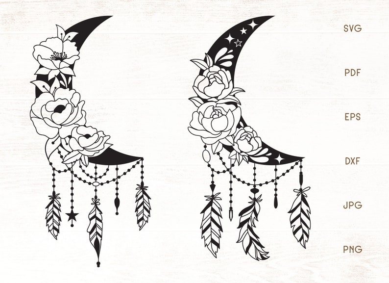 Download Moon SVG Floral Dream Catcher Moon SVG Cut File Dream | Etsy
