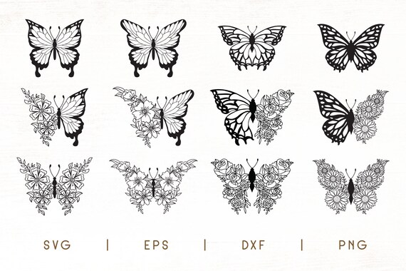 Download Flower Butterfly Svg Floral Butterfly Svg Floral Butterfly Etsy
