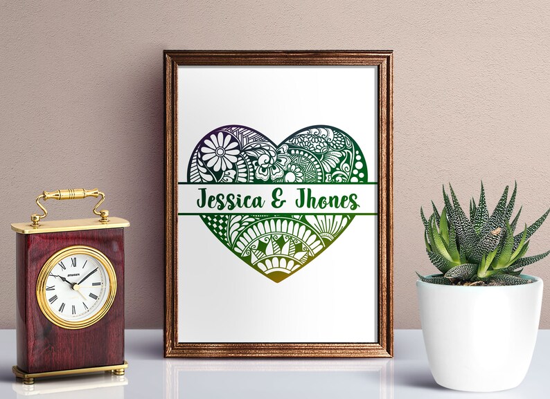 Download Heart Mandala Split Monogram SVG Heart Split Monogram | Etsy
