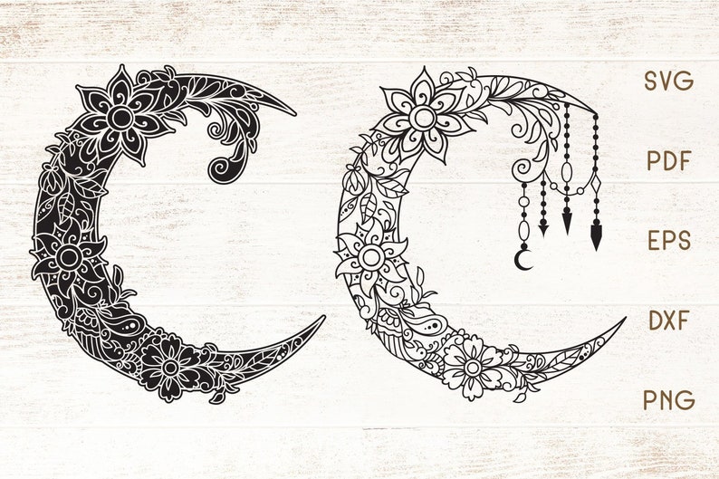 Download Moon Zentangle Moon SVG Bundle Crescent Moon SVG Moon cut ...