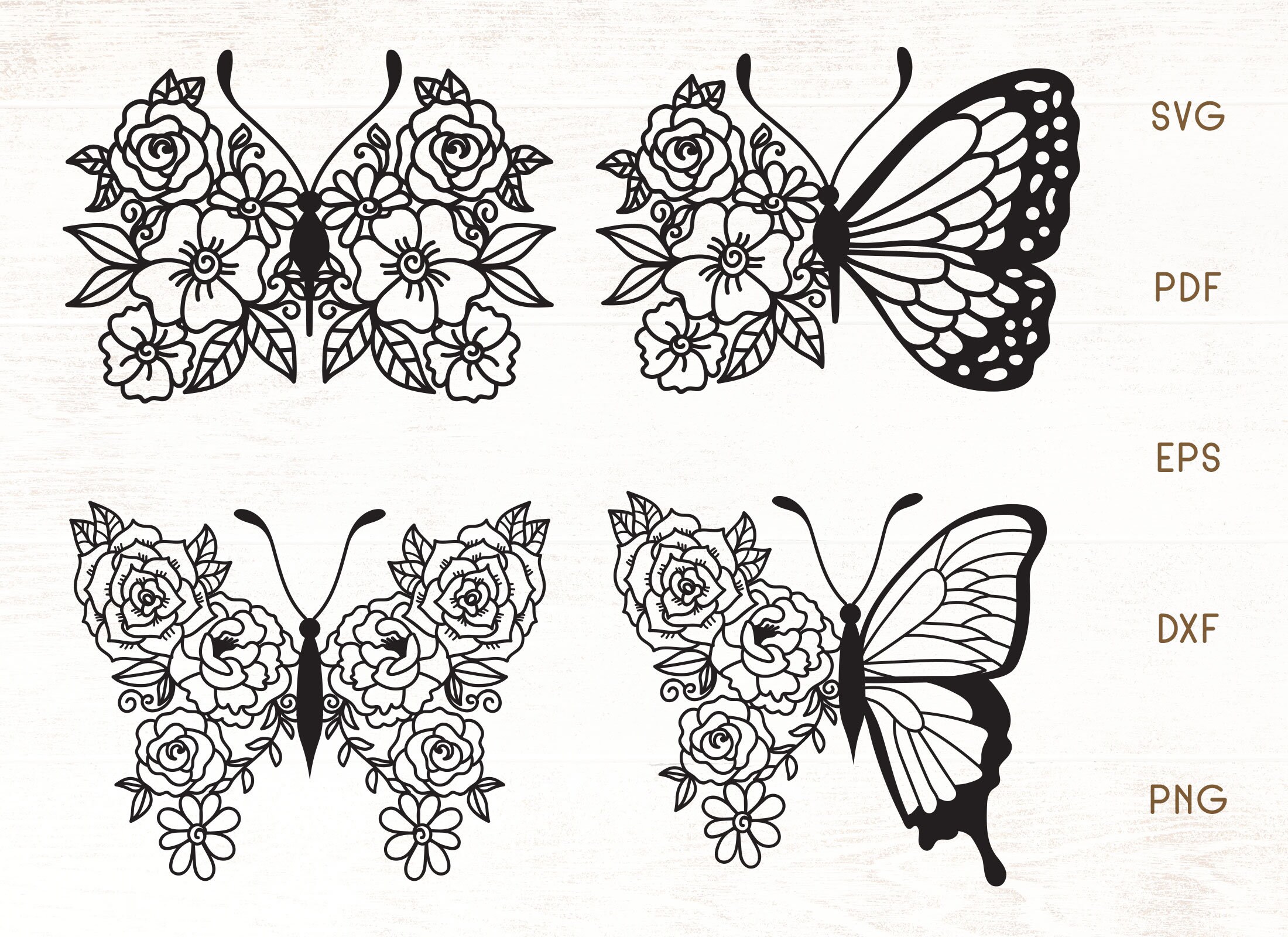 Flower Butterfly SVG Butterfly Doodle Art SVG Floral Etsy