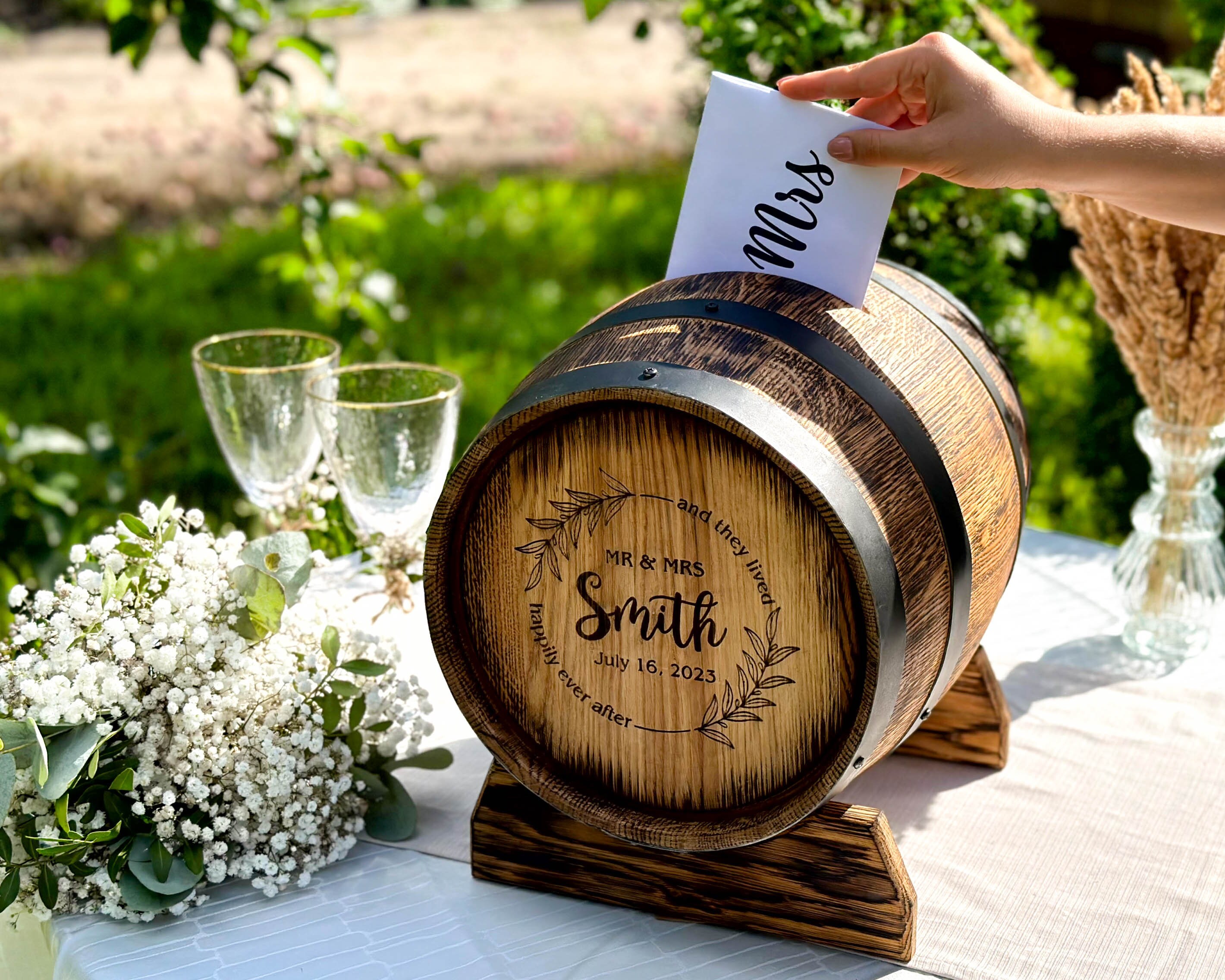 Wood Barrel Card Box for Wedding Receptions and Parties Etsy