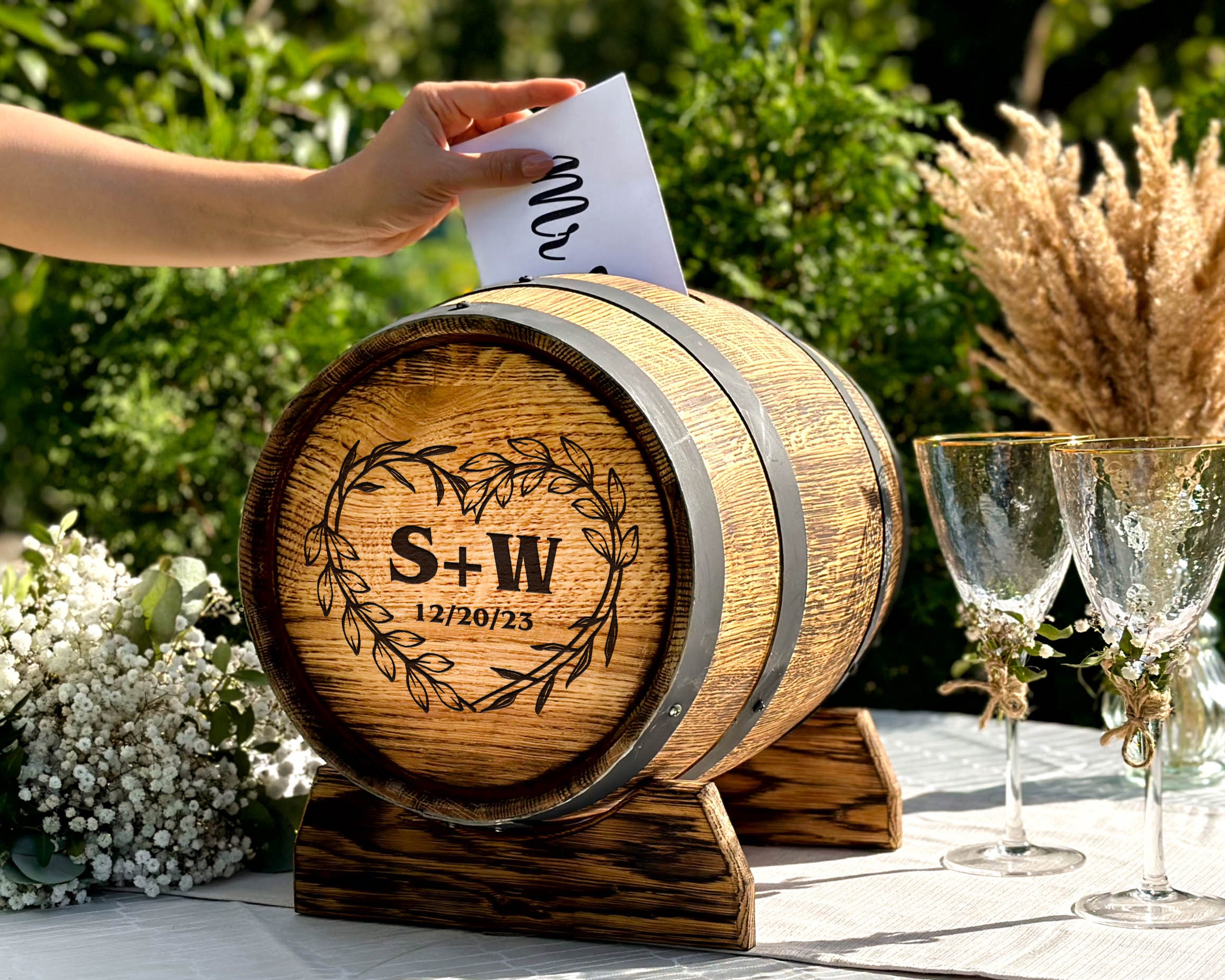 Wood Barrel Card Box for Wedding Receptions and Parties Etsy