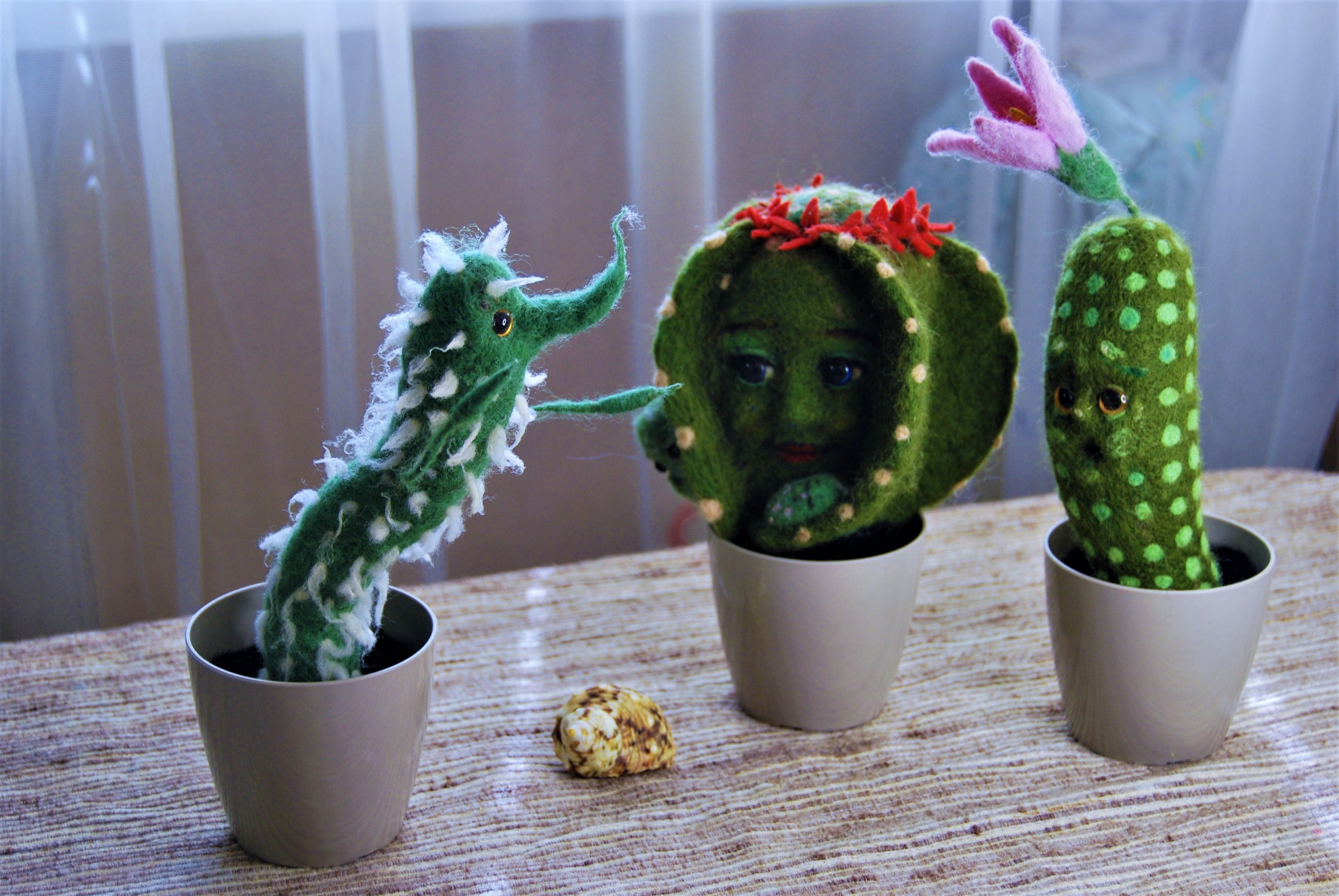 Realistic cactus toy/ Live Cactus family Felted plants Etsy