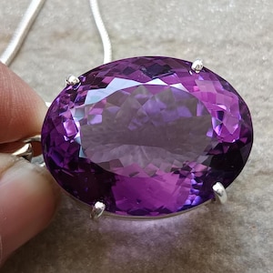 Certified Huge 66.85 Carat Amethyst Necklace AAA Quality Natural Deep Amethyst Pendant, 92.5 Sterling Silver Pendant, Himalayan Amethyst