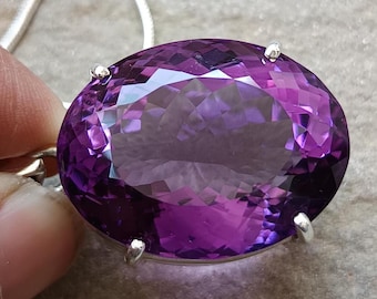 66.85 Carat Amethyst Sterling Silver Pendant Necklace: Himalayan AAA Quality