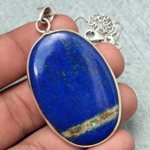 Lapis Lazuli Sterling Silver Pendant Necklace: Handmade Gemstone Jewelry