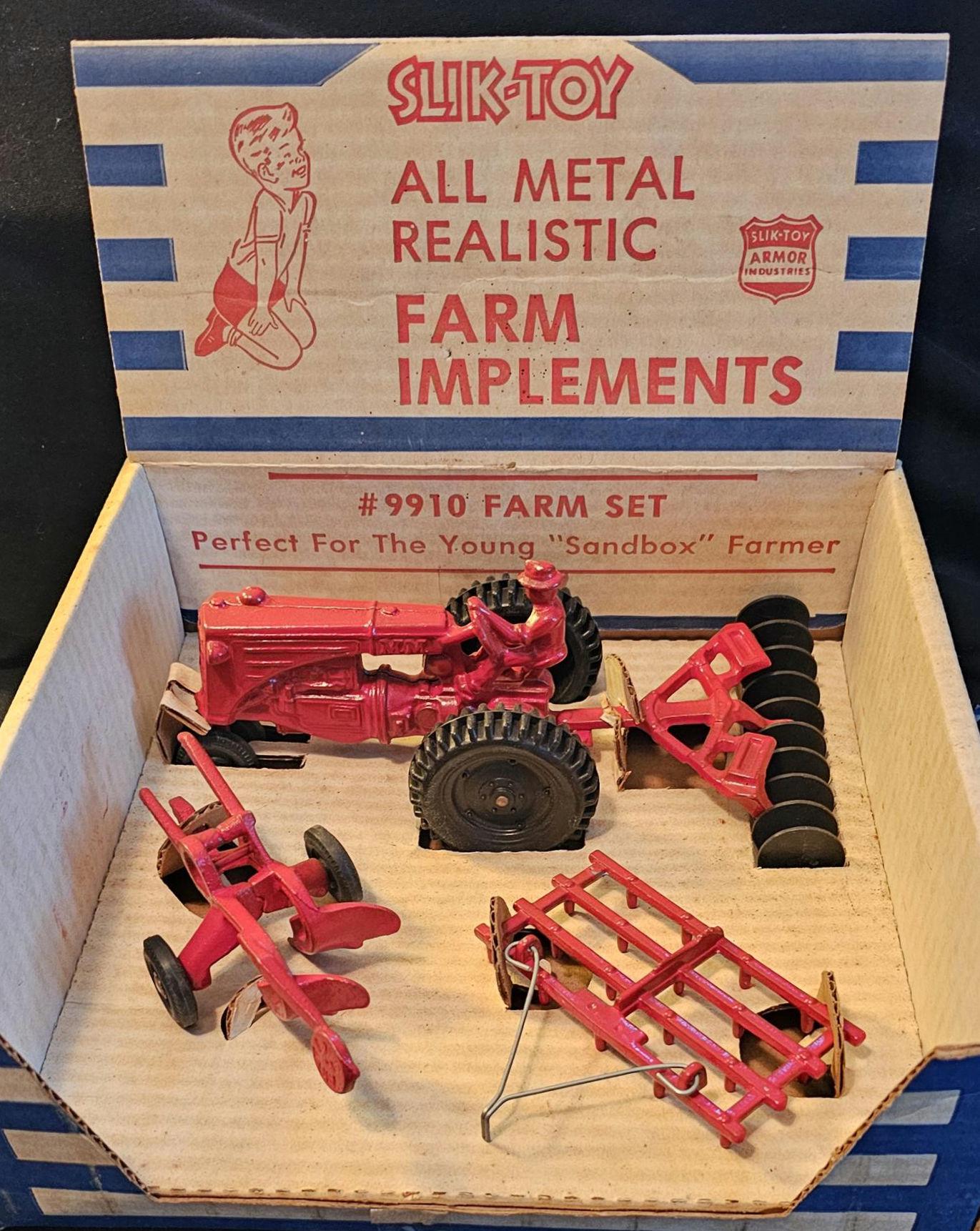 Vintage SLIK TOY Farm Set in Original Box! #9910
