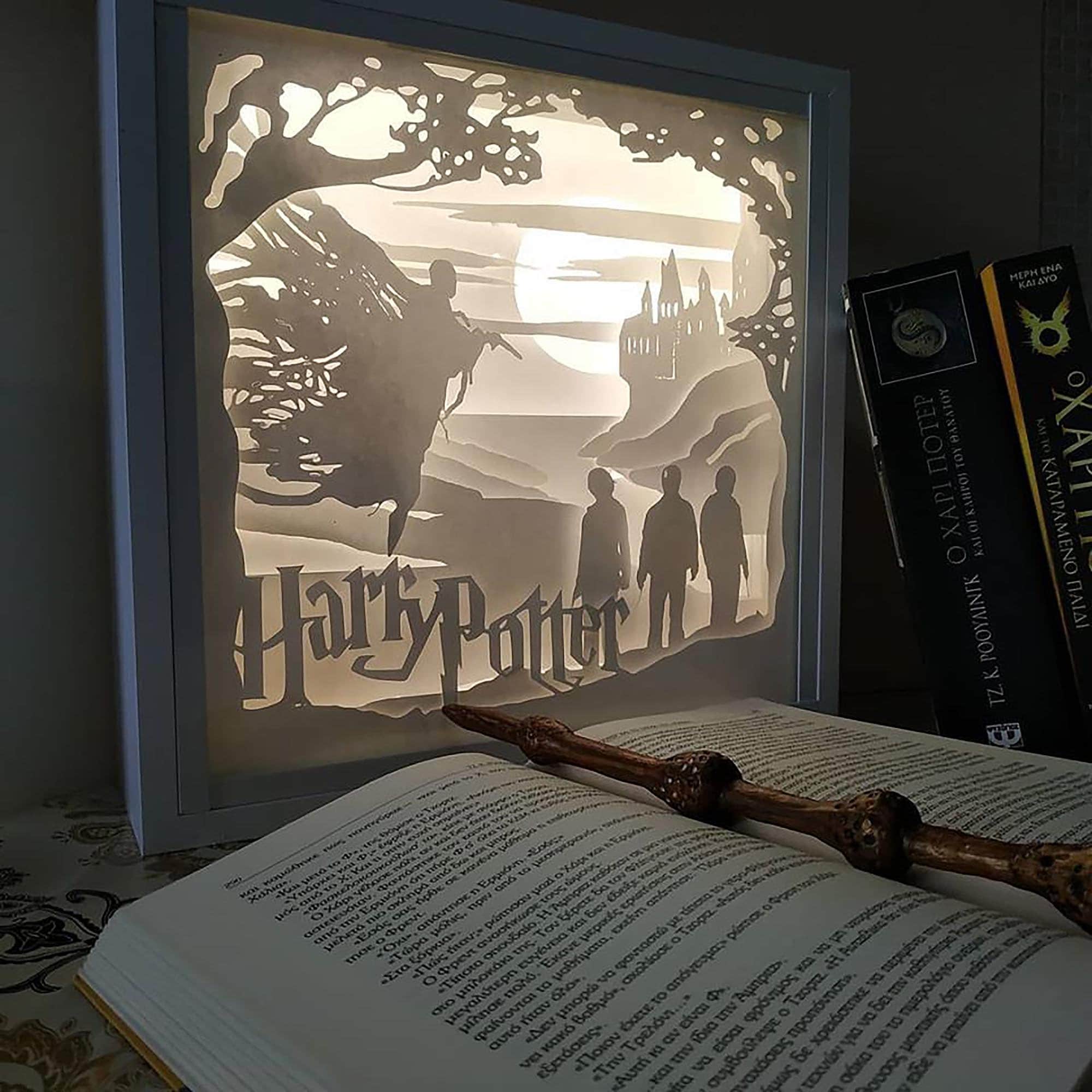 Lightbox Wood and Papercut Harry Potter home Etsy