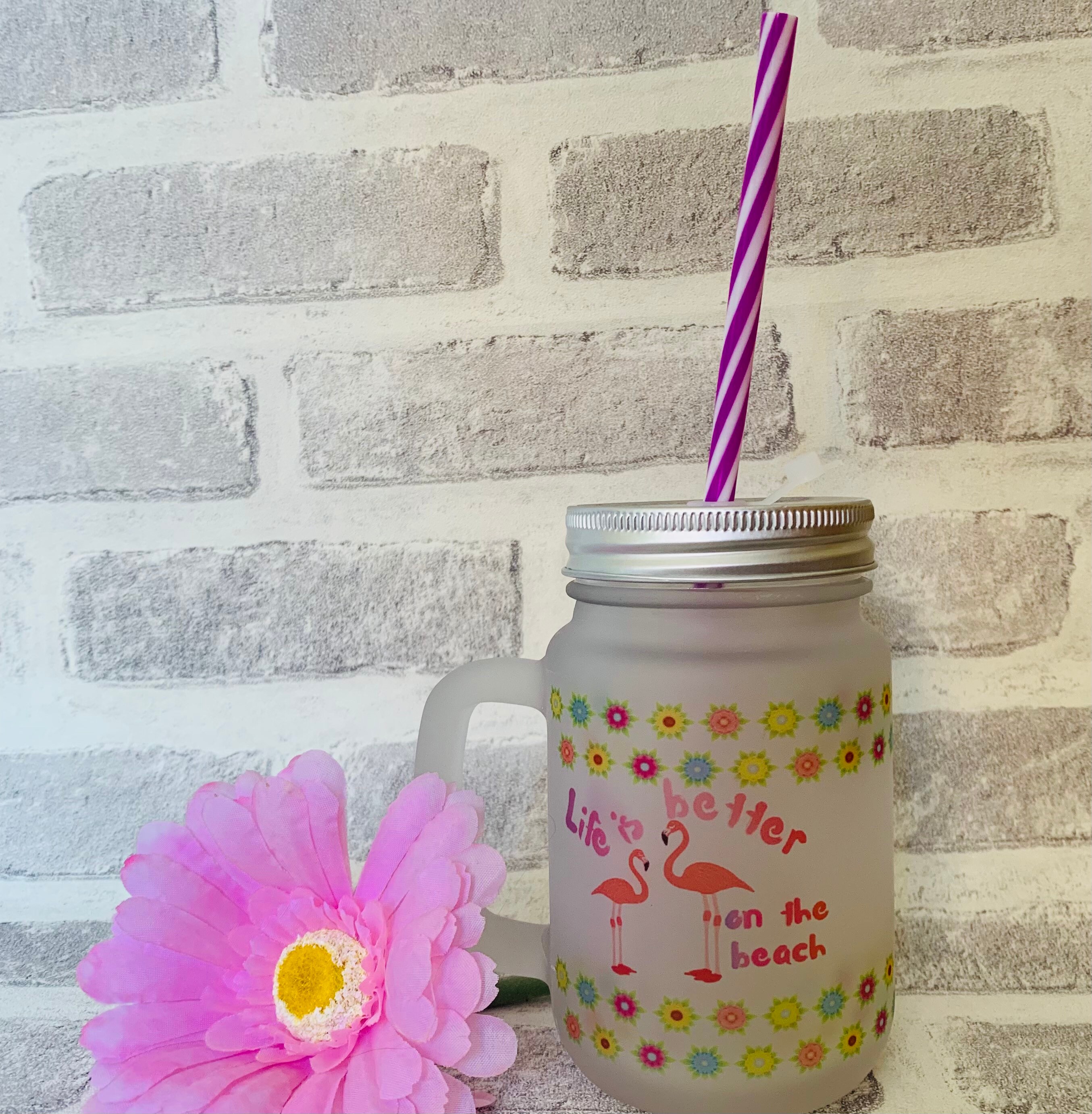 Frosted glass mason jar Etsy