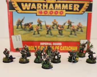 Hand-Painted Warhammer 40k Catachan Jungle Fighters (Classic Metal Models) - Display Quality - Original Box Included