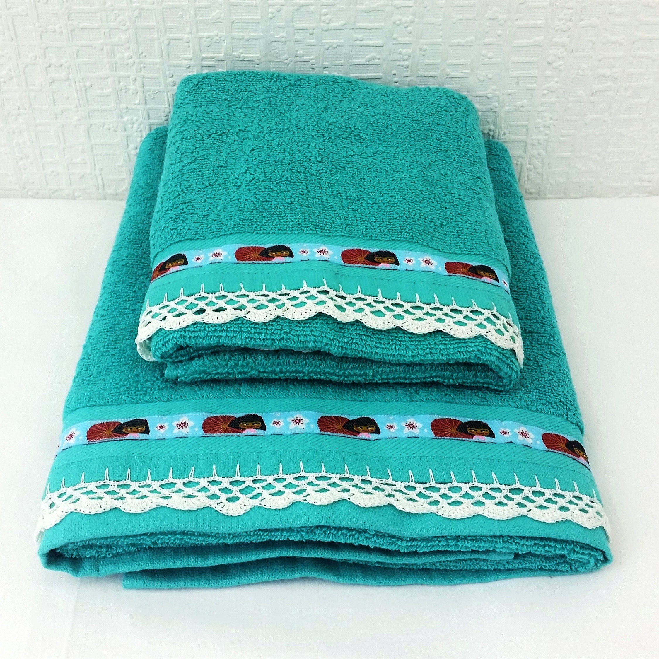 Crocheted Towel Set Deluxe Hand & Bath Towel Bathroom Etsy UK