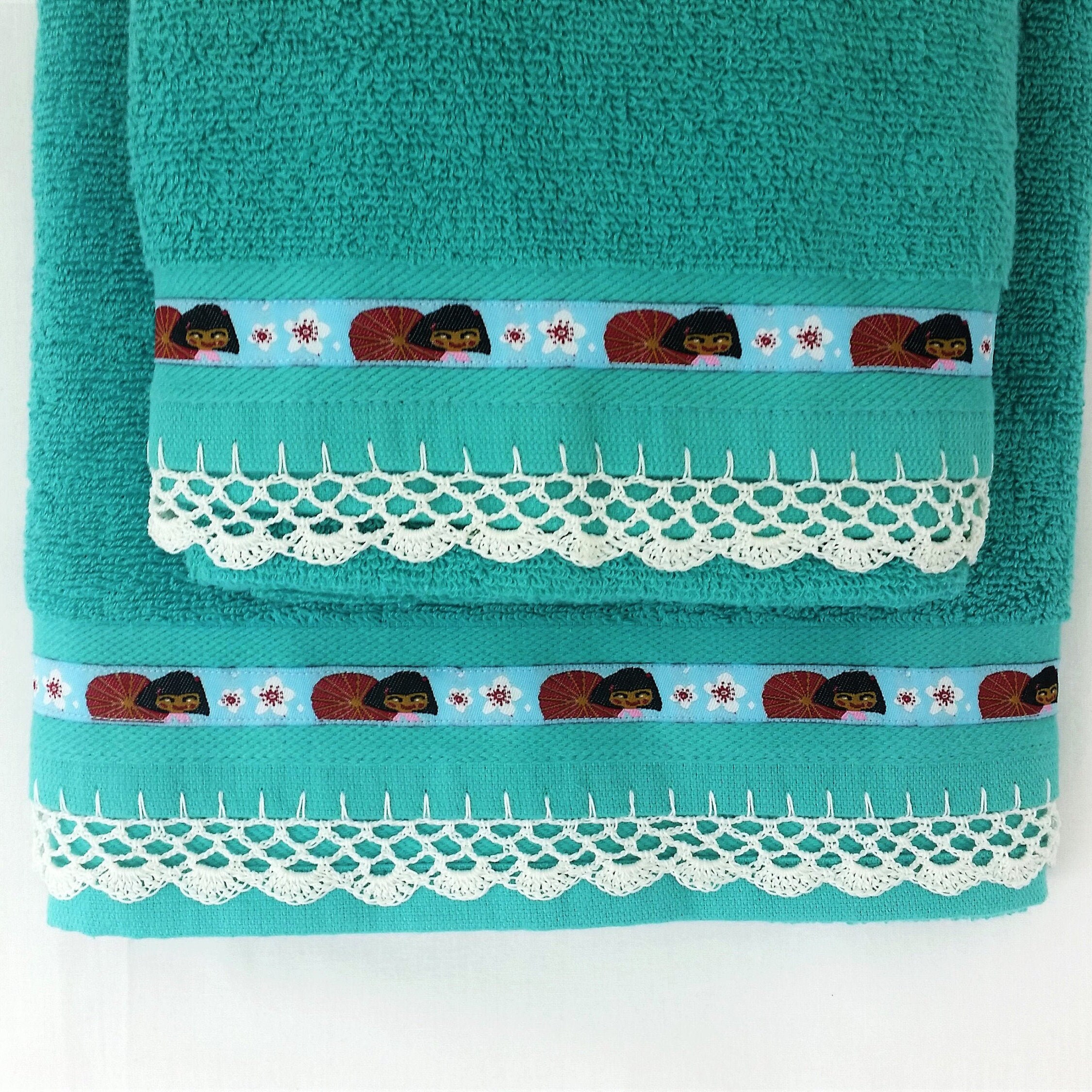 Crocheted Towel Set Deluxe Hand & Bath Towel Bathroom Etsy UK