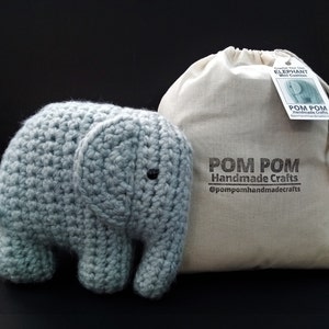 Crochet Kit - Elephant Mini Cushion Pillow - DIY Amigurumi Craft Kit - Christmas Present for Crochet Lovers - Nursery - Gifts for Her Him