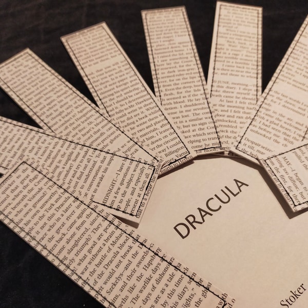 Bram Stoker's Dracula bookmarks made from pre-loved books