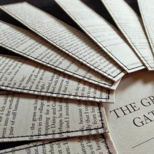 The Great Gatsby Bookmark F. Scott Fitzgerald literary book accessory made from pre-loved copies
