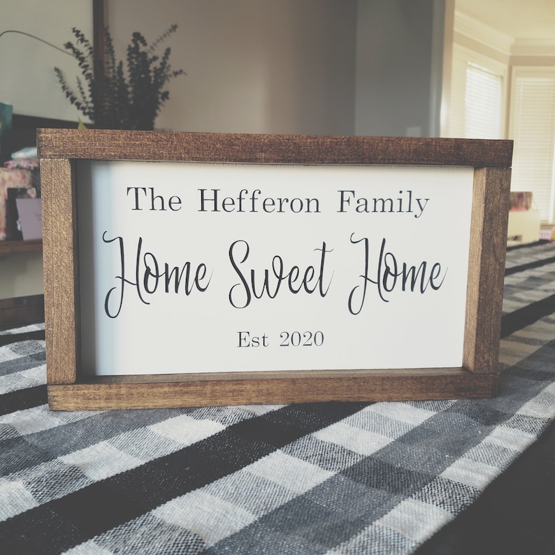 Farmhouse Decor Rustic Wooden Sign Custom Family Name Sign Farmhouse Sign Rustic Home Decor Custom Home Sweet Home Sign Closing Gift