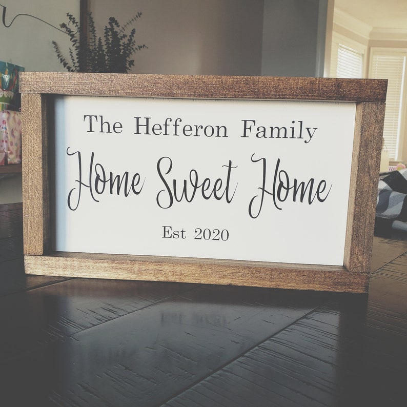 Farmhouse Decor Rustic Wooden Sign Custom Family Name Sign Farmhouse Sign Rustic Home Decor Custom Home Sweet Home Sign Closing Gift