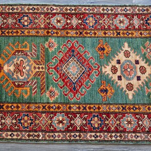 Caucasian Green Field Runner Rug