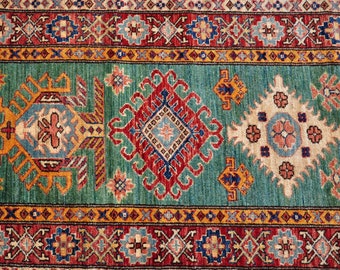 Caucasian Green Field Runner Rug