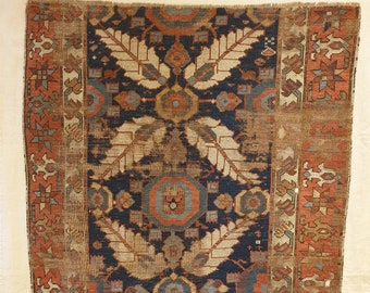 From 1850-40s Fragment on Linen Persian Rug