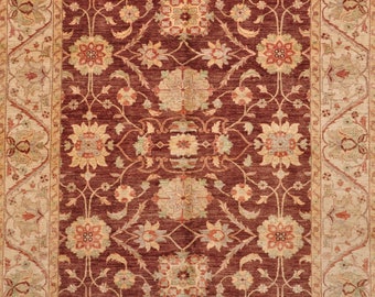 Vintage 1990s Oushak Rug: Handmade Wool Floral Design