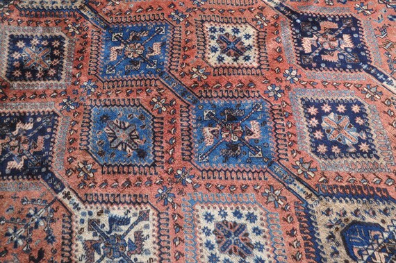 ヴィンテージ シラーズ ウール ラグ：幾何学模様、1980年代 - Etsy 日本