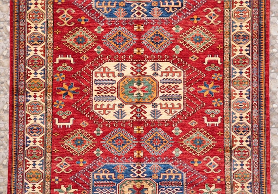 Vintage Shirvan Rug: Wool Cotton Caucasian Rug with Medallion