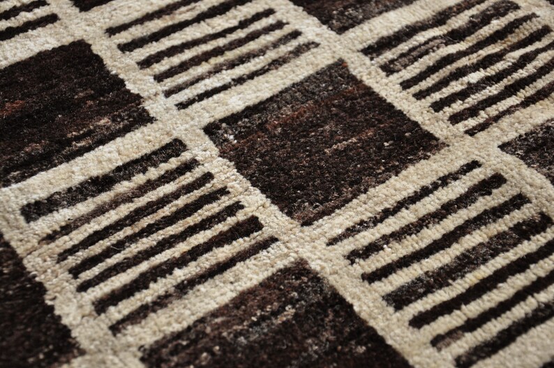 Dark Brown Checkered Soft Pile Rug - Etsy